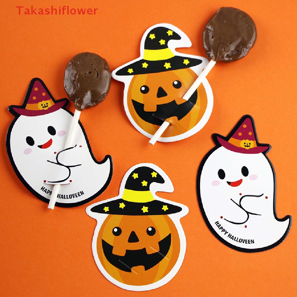Set 50 Thẻ Kẹo Mút / Bánh Quy / Kẹo Mút / Bí Ngô / Ma Quỷ Trang Trí Halloween / Giáng Sinh DIY