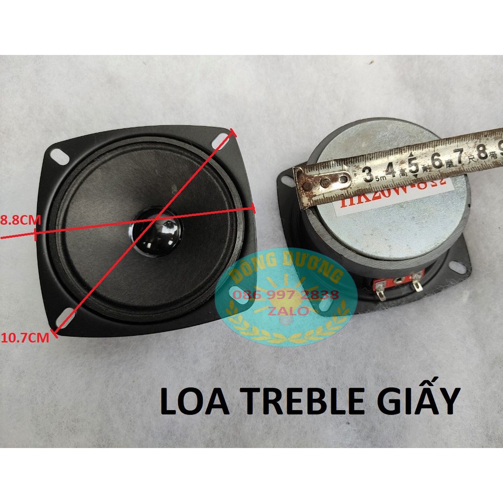 BỘ 2 CHIẾC LOA TRÉP GIẤY MẶT VUÔNG 10CM HỒNG KỲ - LOA TREBLE RỜI - LOA TREBLE VUÔNG