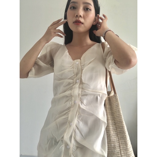 Đầm maxi đi biển, Váy công chúa, váy tơ trắng dáng maxi hè xinh,Váy tơ tay phồng đi biển mặc hè xinh | BigBuy360 - bigbuy360.vn