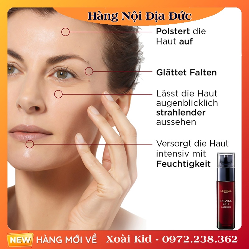 [auth] KEM DƯỠNG DA CHỐNG LÃO HÓA – GIÚP MỜ THÂM NÁM LOREAL REVITALIFT LASER X3, 50ML Nội địa Đức Đủ Bill [Hot]
