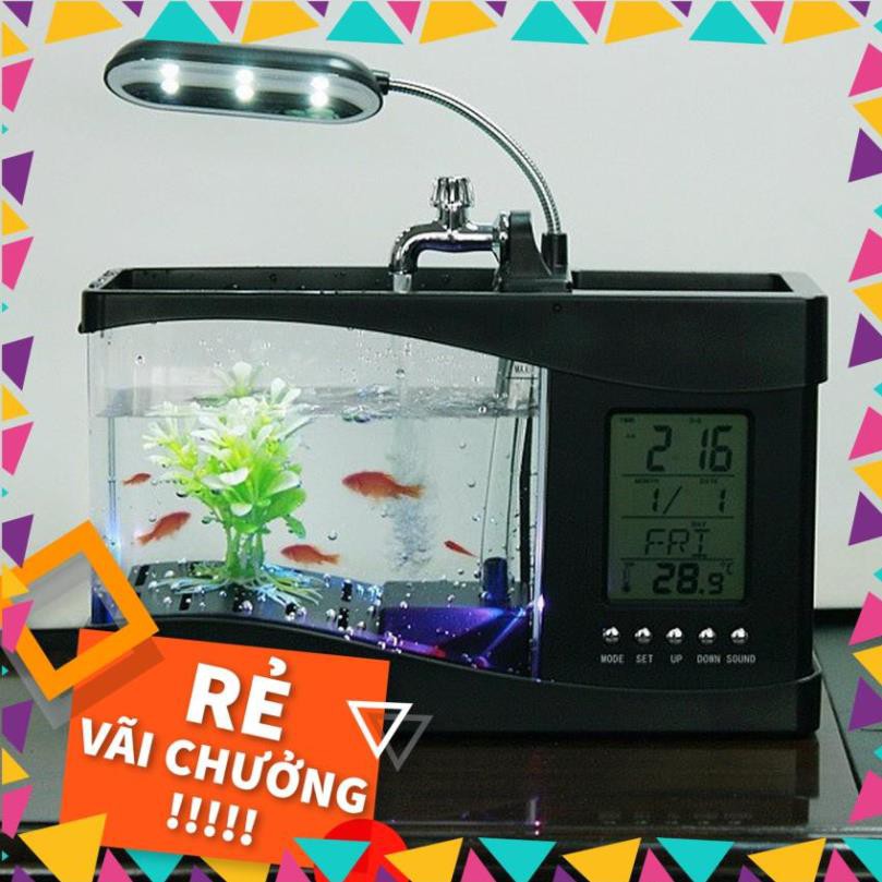 😍Bể Cá Mini Kiêm Đồng Hồ Led Để Bàn Siêu Đẹp_ Bể Cá Để Bàn😍