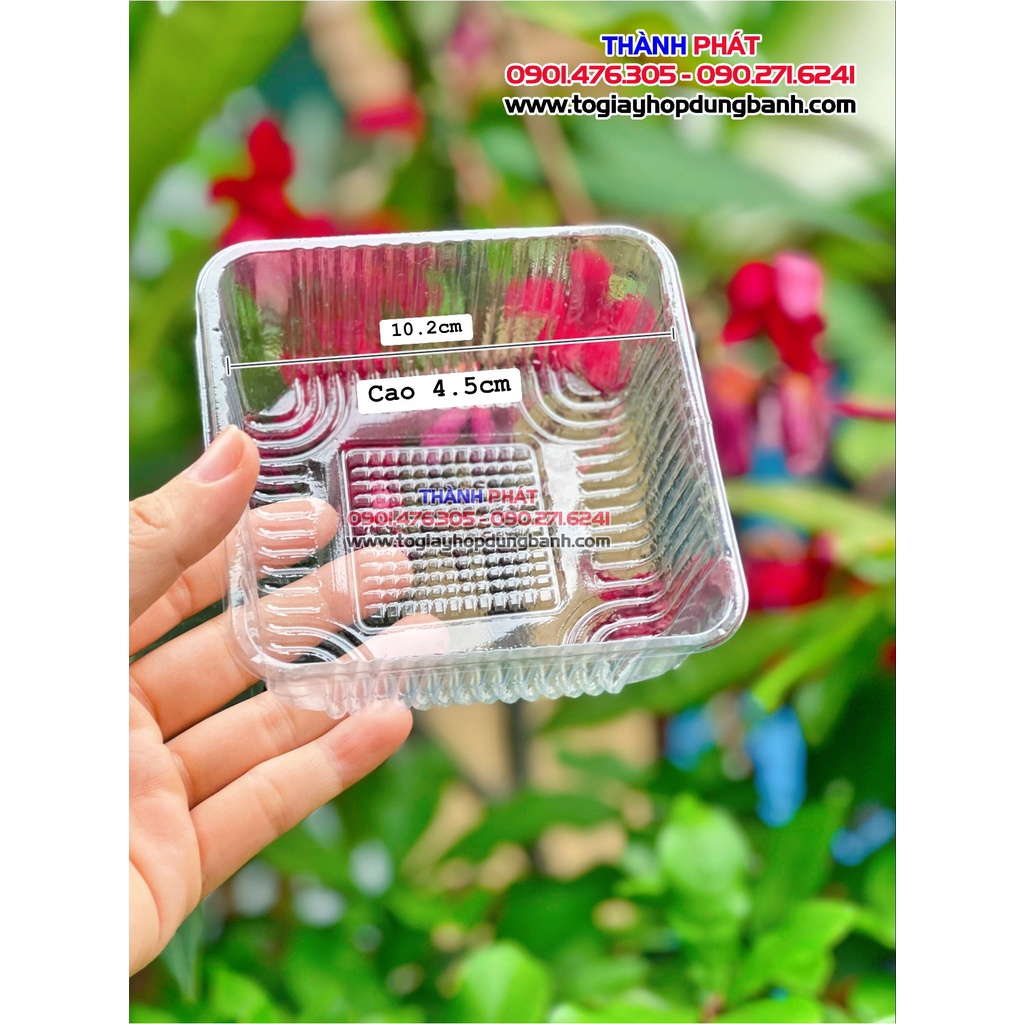 100 Khay kèm túi dán miệng hoa đào đựng bánh trung thu 250g-300g