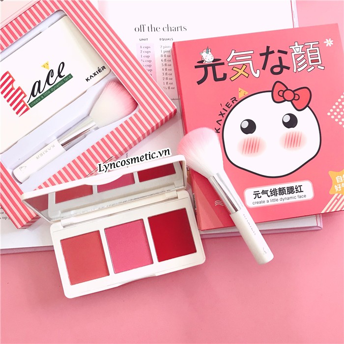 Má hồng 3 màu Kaxier blusher (+Tặng cọ)