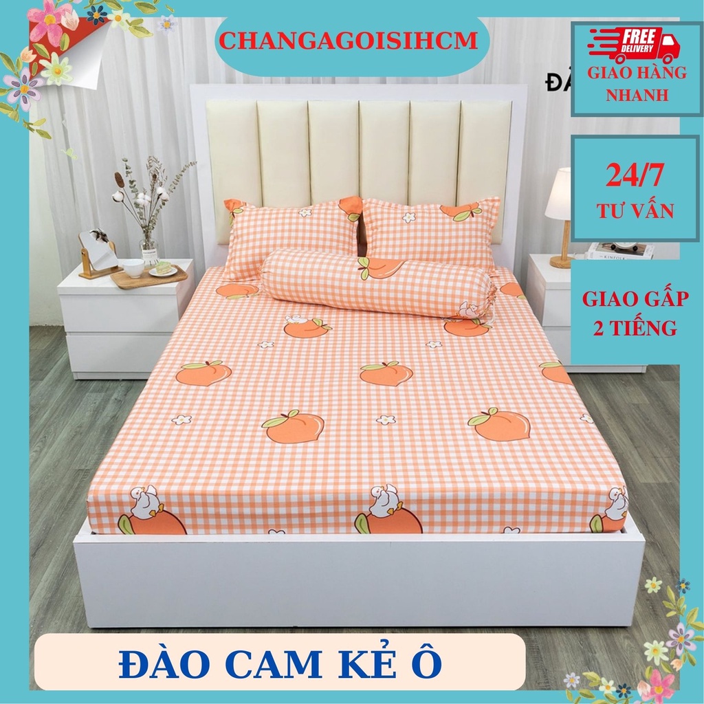 Ga trải giường Đào Cam, drap trải giường đủ kích thước 1m,1m2,1m4,1m5,1m6,1m8