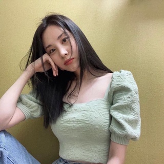 Áo dệt kim tay bồng xanh lá giống Seohyun SNSD