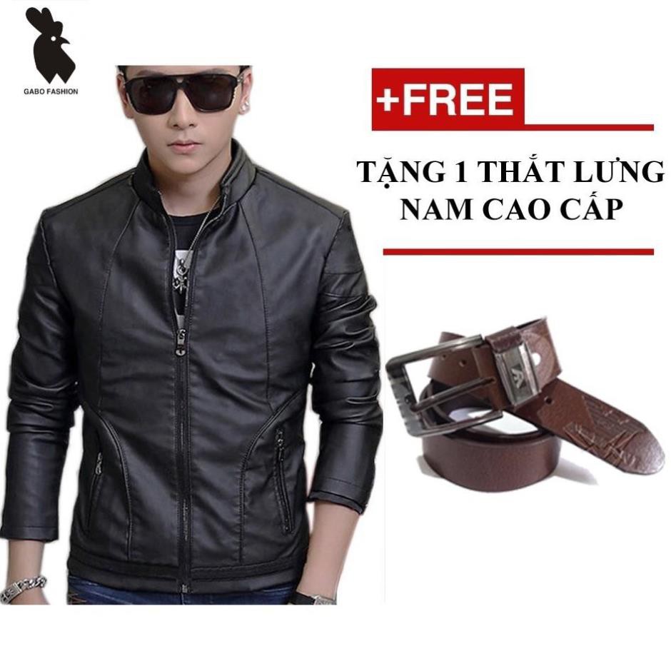 Áo khoác da nam lót lông AK81 pigo + tặng 1 thắt lưng cao cấp