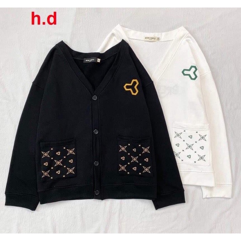 Áo cadigan Khoác nữ Losiechất chân cua có cúc dọc áomàu đen trắng phong cách hàn quốc thời trang dạo phố