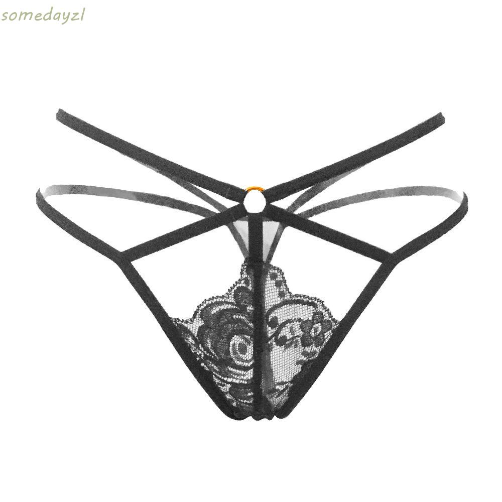 Quần Lót Lọt Khe Phối Ren Hoa Trong Suốt Đính Ngọc Trai Gợi Cảm Cho Nữ