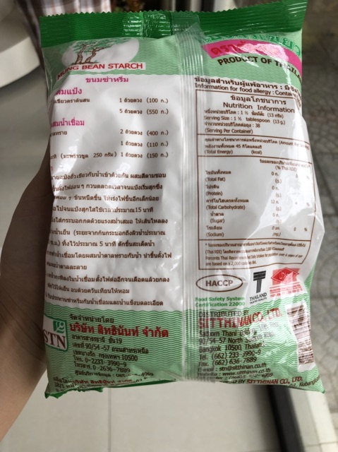 Tinh bột đậu xanh Mung Bean Thái Lan 500g
