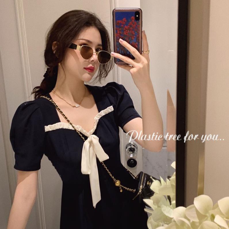 Váy chữ A tay bồng cổ nơ hàng Quảng Châu- [Tikbook Store]- Sẵn hàng kèm ảnh thật | BigBuy360 - bigbuy360.vn