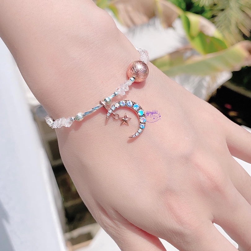Vòng Tay Đá Kim Cương Thô Charm Mặt Trăng Thiên Nhiên SP004083 Gypsy.lala