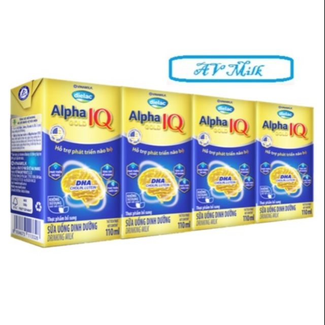 Lốc 4 hộp sữa bột pha sẵn alpha IQ 110ml