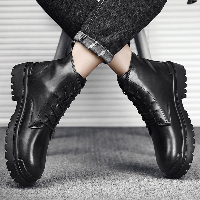 Giày bốt chelsea da cổ cao thời trang dành cho nam