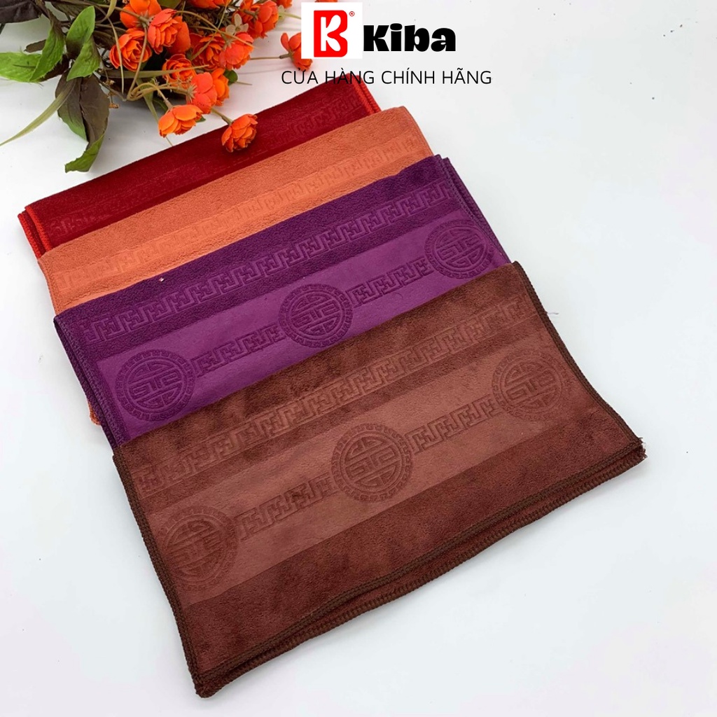 Khăn Lau Đa Năng KIBA Chất Microfiber, Dày Dặn, Kích Thước 34x75cm, Nhiều Màu Nhã Nhặn, Có Thêu Họa Tiết