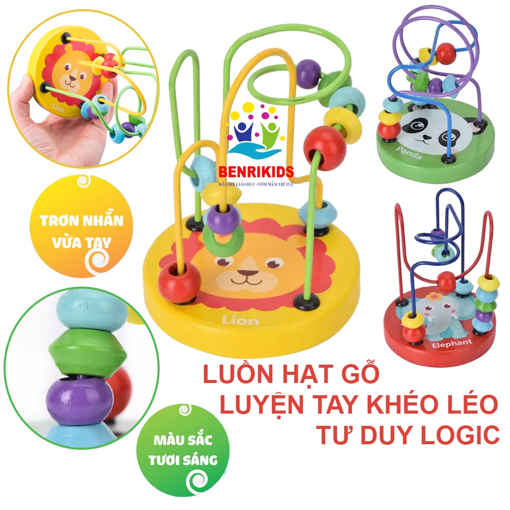 Đồ Chơi Giáo Dục Montessori, Đồ Chơi Trí Tuệ , Luồn Hạt Mê Cung Mini Màu Sắc