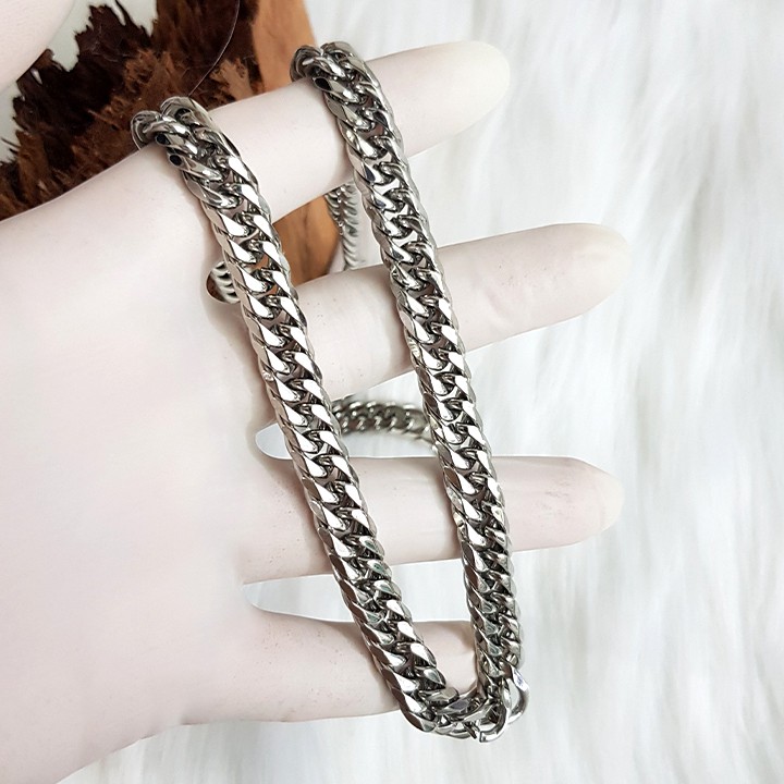 Dây chuyền xích đôi giác cạnh bảng 9mm, dây chuyền nam DZ1718.