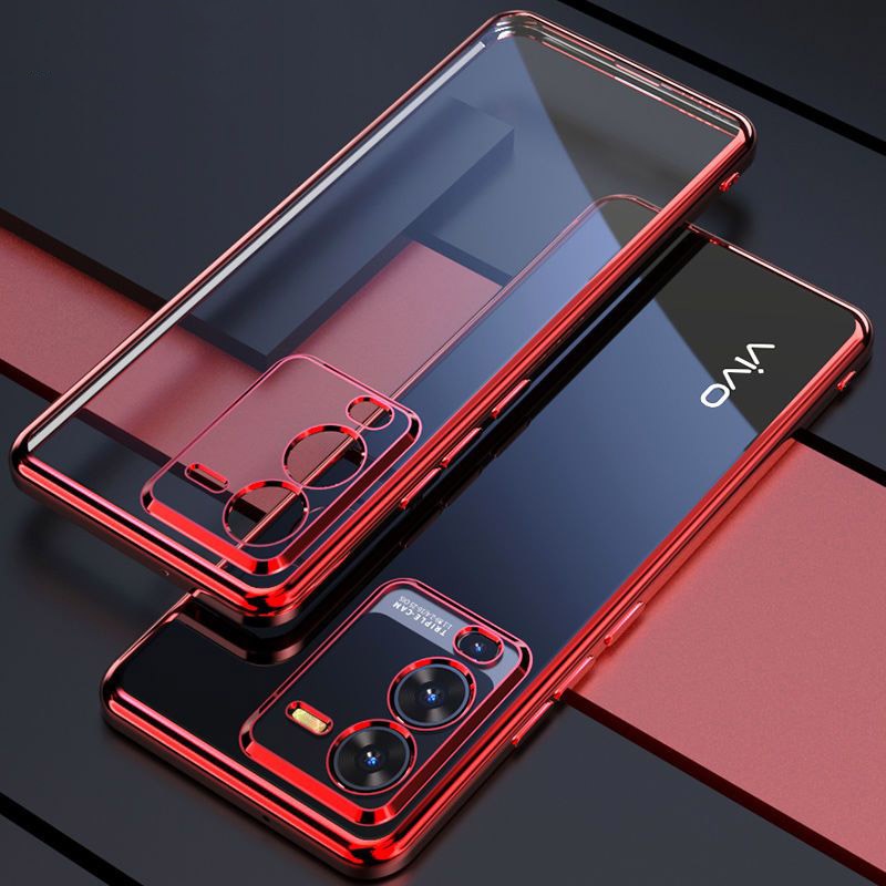 Ốp Điện Thoại TPU Mềm Trong Suốt Viền Mạ Màu Cho Vivo V25 Pro V25Pro 5G