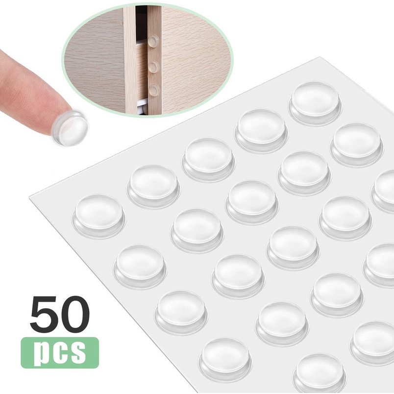 Set 50 Miếng Đệm Silicon Trong Suốt Dán Chặn Cửa Chống Va Chạm Tự Dính