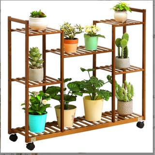 Kệ Để Chậu Hoa, Cây Cảnh, Bonsai Chữ H 4 tầng Lệch Ngăn Có Bánh Xe