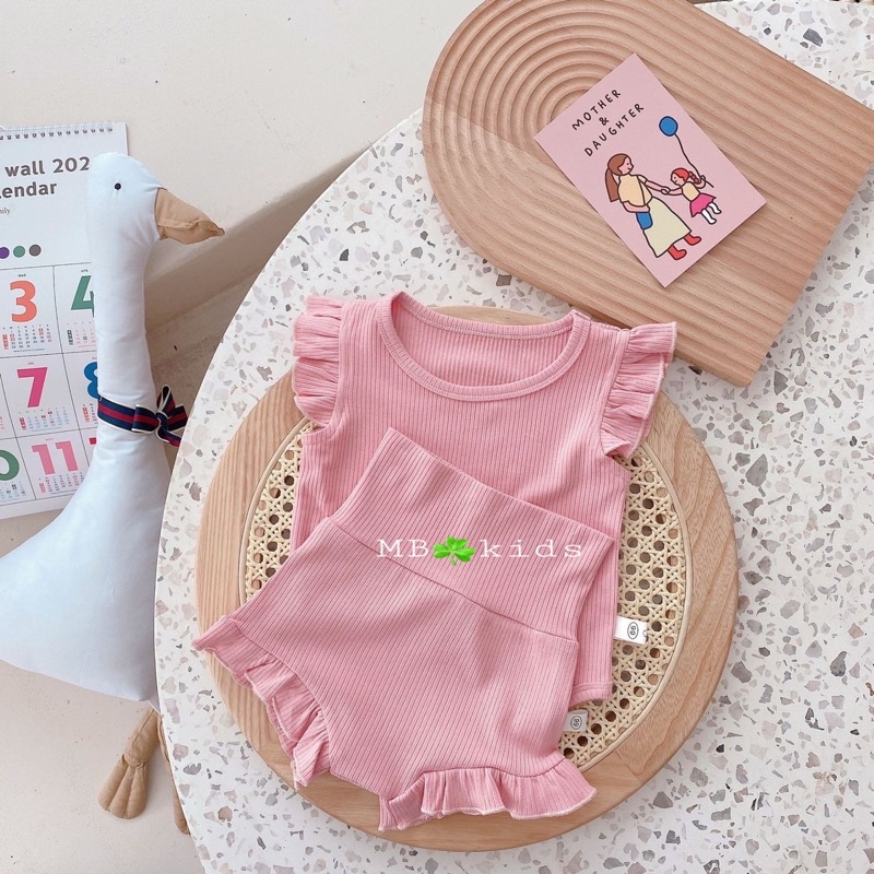 Bộ thun tăm lạnh tay cánh tiên Minky Mom siêu xinh thời trang cho bé gái