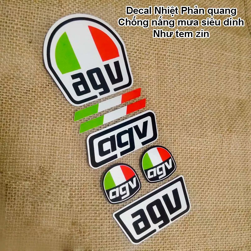 Bộ Tem agv Decal Nhiệt Phản Quang Chống nắng mưa như tem zin RS-032