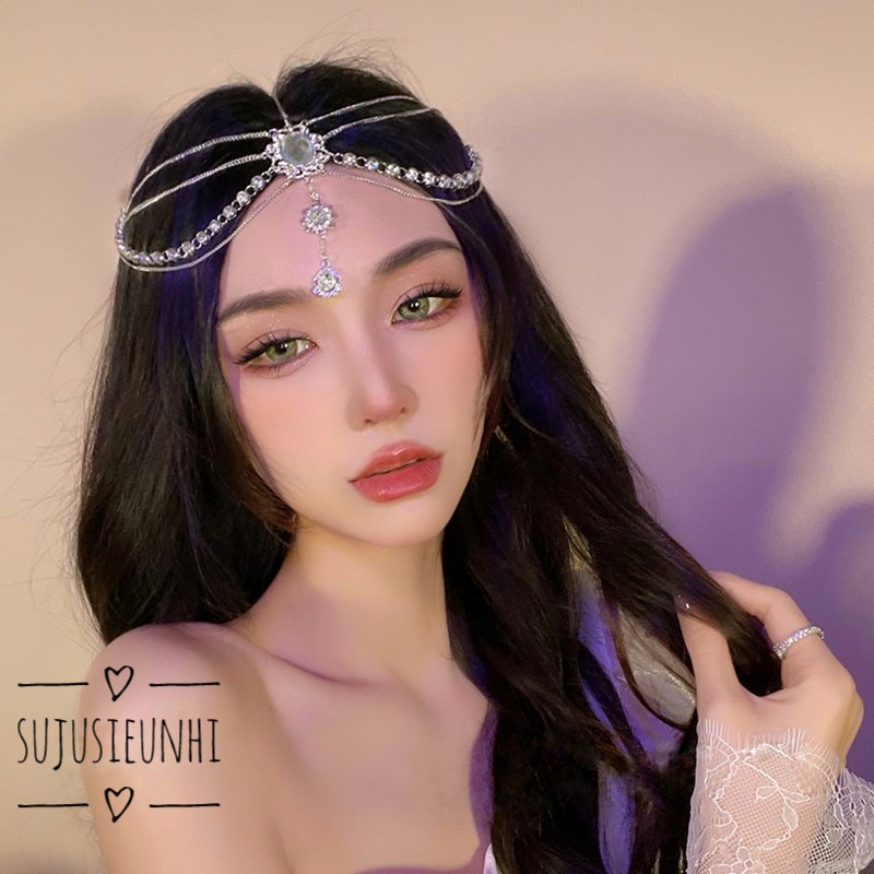 (2 mẫu) Vòng đội đầu nạm đá hình hoa- trang sức cosplay