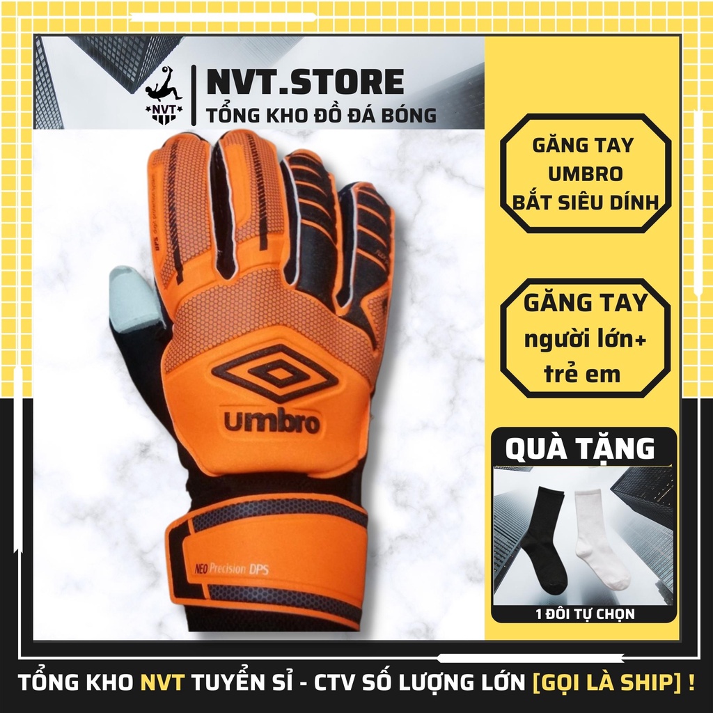 Bao găng tay thủ môn bắt bóng đá siêu dính, bao găng tay thủ môn trẻ em/người lớn có xương UMBRO loại cao cấp