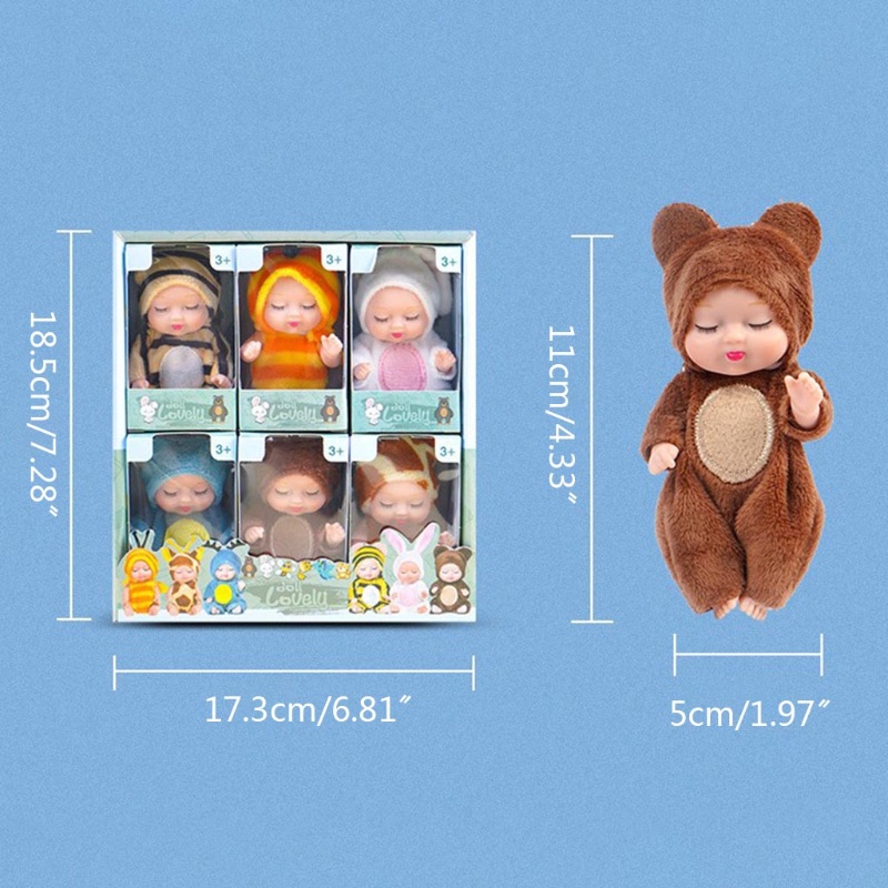 Set 6 Búp Bê Em Bé Sơ Sinh Dễ Thương Sống Động Như Thật Đóng Mắt Ngủ Gây Ra Mắt Làm Quà Tặng Cho Bé