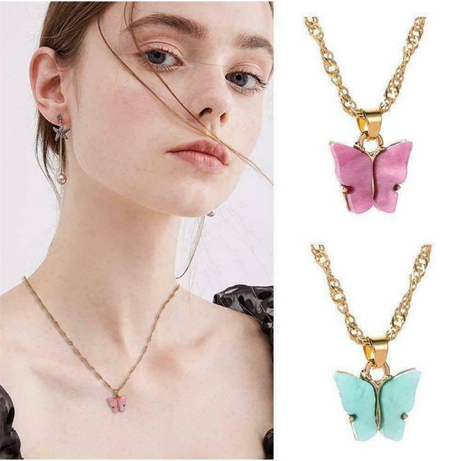 BUTTERFLY vòng cổ Mạ Vàng Mặt Hình Bướm Xinh Xắn