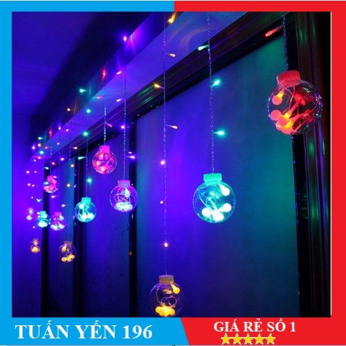 Dây đèn led banh 138 thả rèm dài 5m màu vàng, đủ màu 12 quả nhâp nháy siêu lung linh trang trí vườn, phòng ngủ, nhà cửa