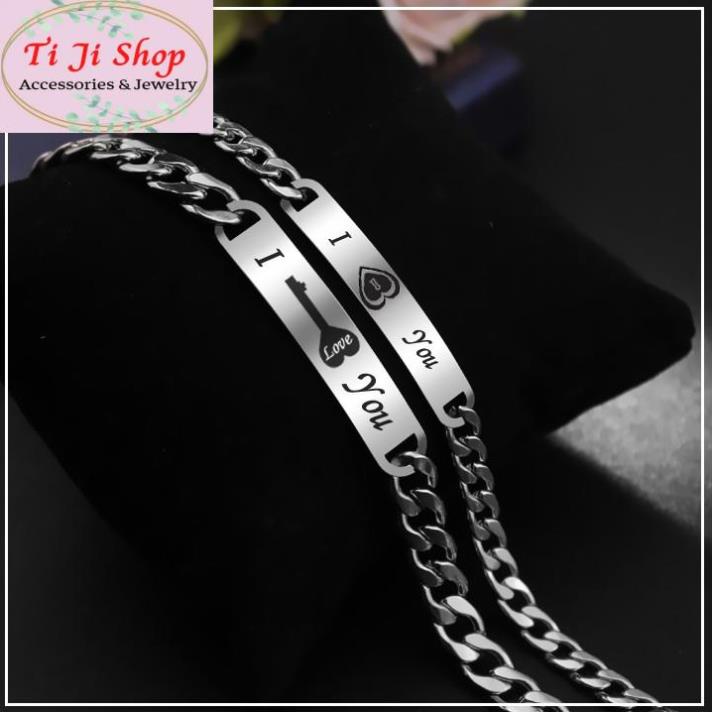 LẮC VÒNG TAY CẶP ĐÔI INOX Ổ CHÌA KHÓA ĐẸP KHÔNG ĐEN KHÔNG GỈ SÉT