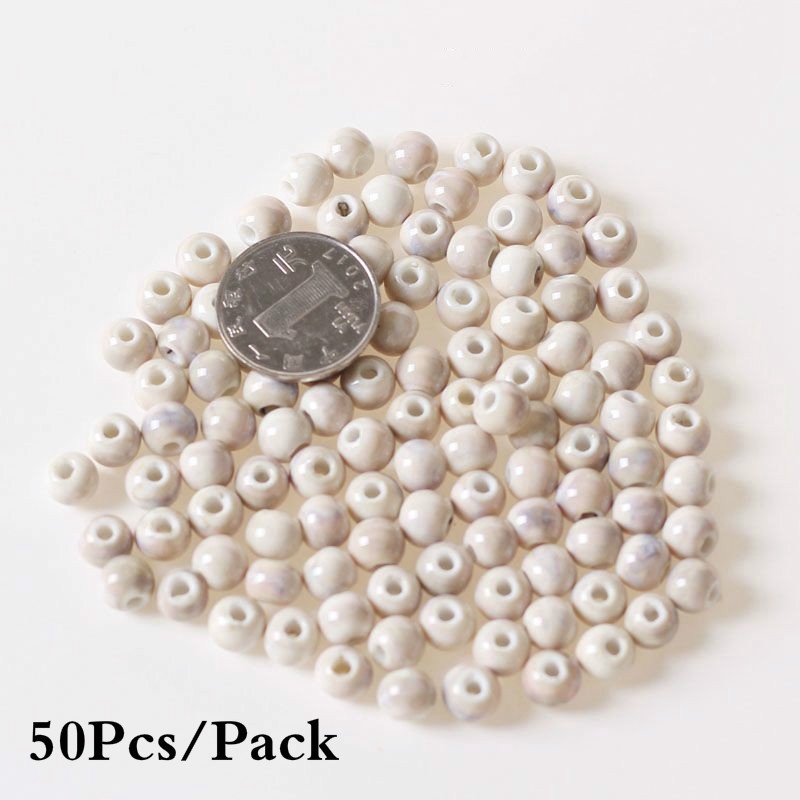 Túi 50 hạt cườm xỏ lỗ 6/ 8/ 10mm dùng làm trang sức thủ công tiện lợi