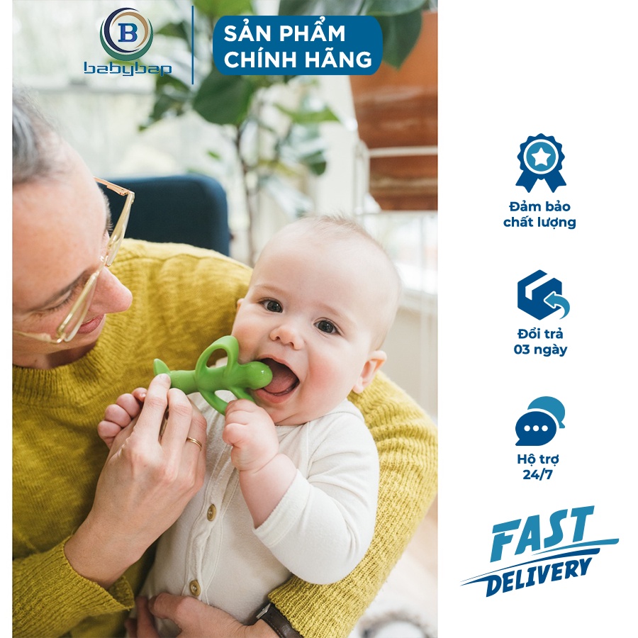 Gặm Nướu + Bàn Chải Đánh Răng 100_ silicone - Đậu Xanh Peapod Dr brown_s