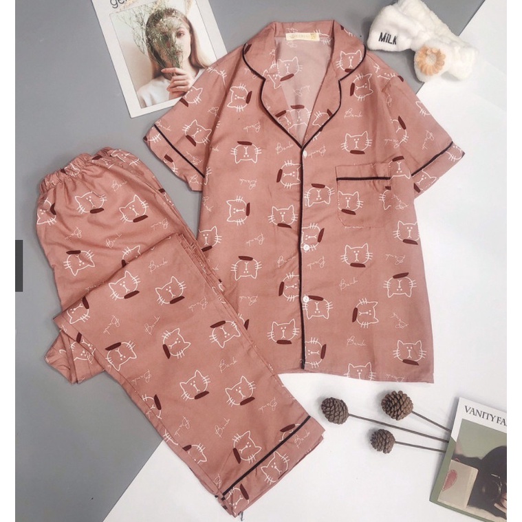 Bộ mặc nhà nữ FM Style đồ ngủ dài, tay ngắn chất kate thái cao cấp thiết kế dễ thương mềm mịn thoáng mát 211022019 | BigBuy360 - bigbuy360.vn