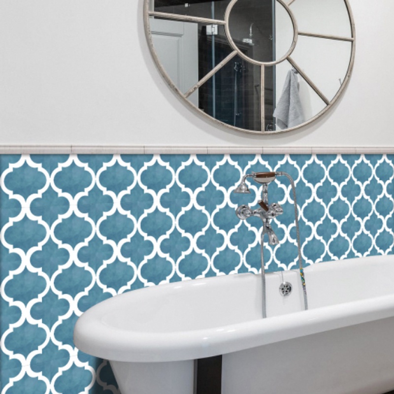 10/15/20cm Kitchen Bathroom Mosaic Tile Stickers Wall Art Decors Self-adhesive Blue 10Pcs/Set