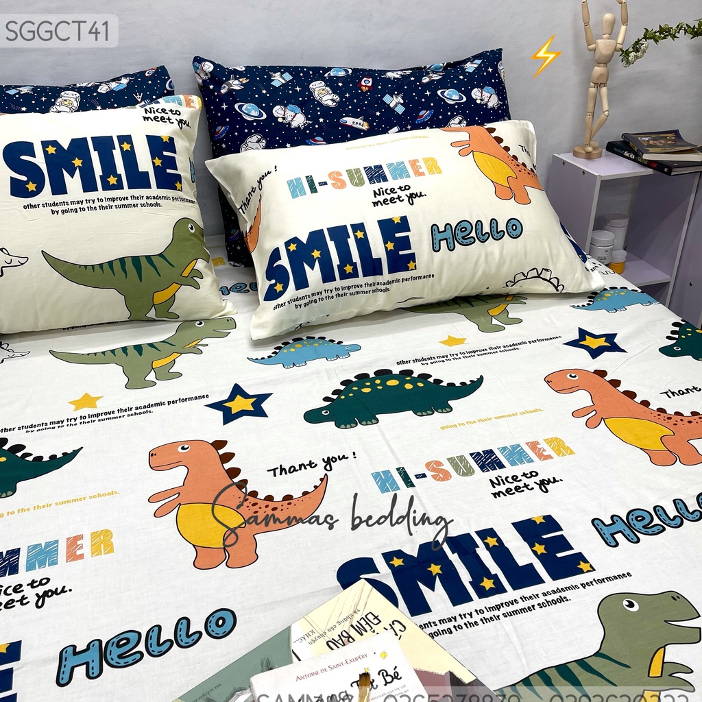 Set Ga Gối 3 Món Cotton 100%, Bộ Drap Giường Zic Zắc Kèm Vỏ Gối Thoáng Mát Bốn Mùa