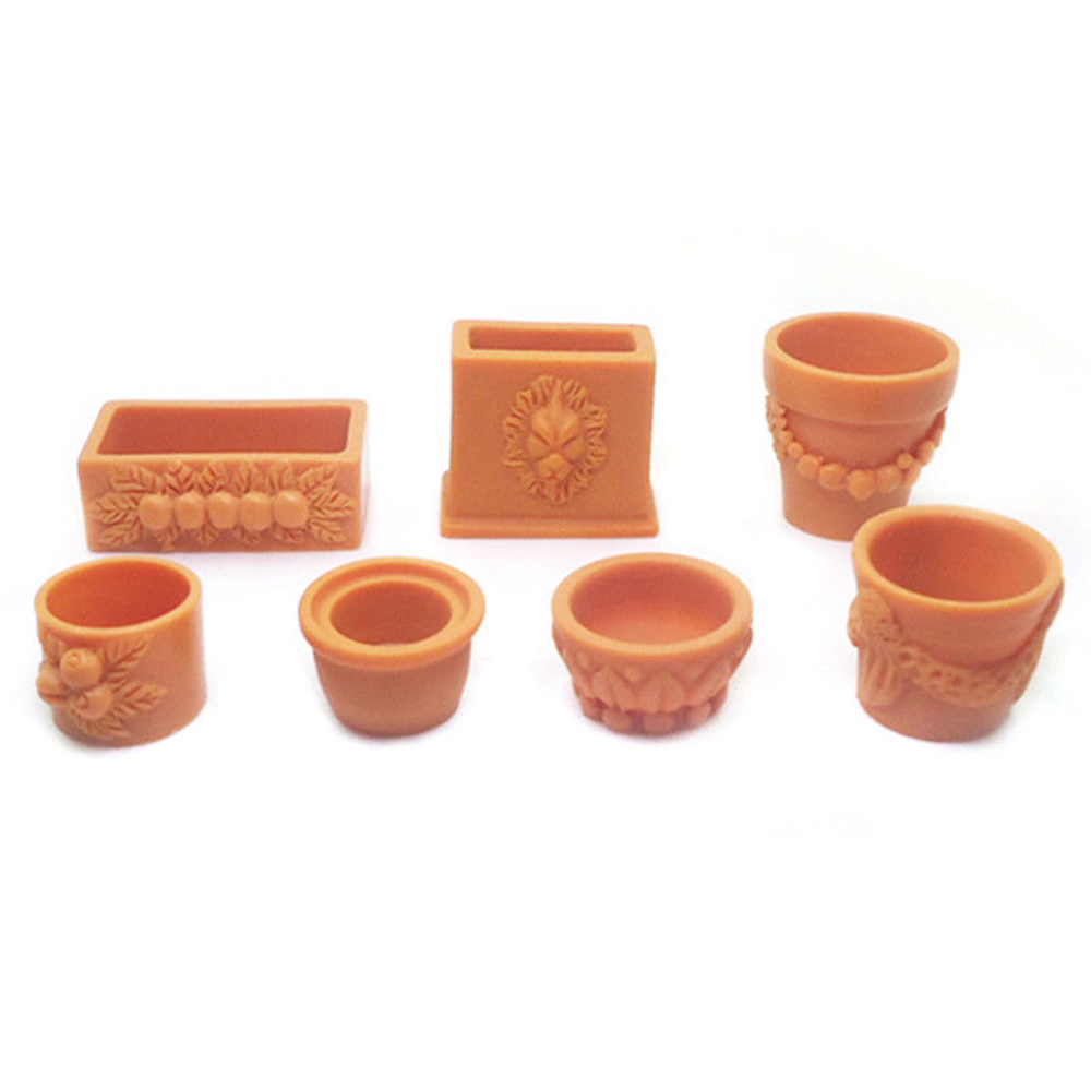 Set 7 Mô Hình Chậu Cây Mini Tỉ Lệ 1: 12 Cho Nhà Búp Bê