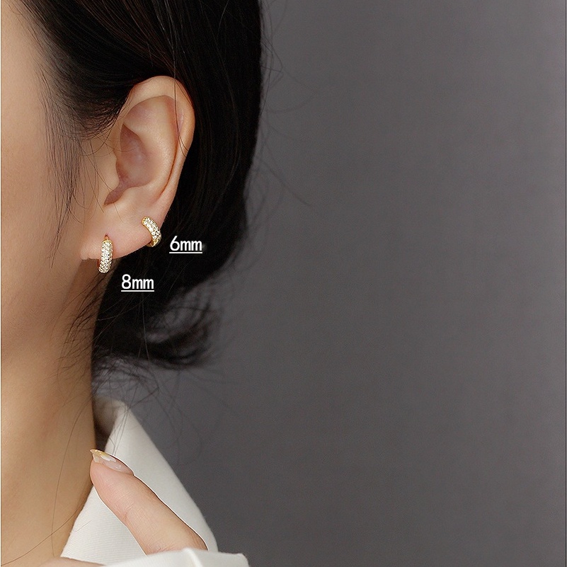 Bông Tai Mạ Bạc 925 Đính Đá Zircon Thời Trang Cho Nam Nữ