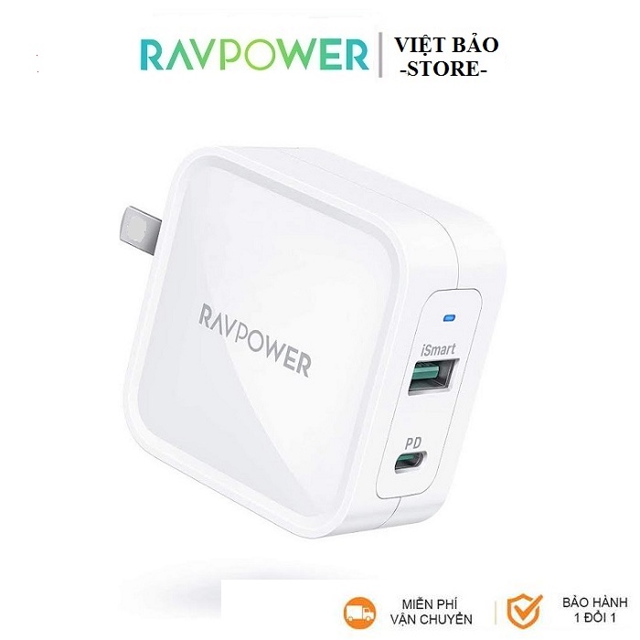Sạc RAVPower 2 cổng - 65W PD GaN tech RP-CPCN002