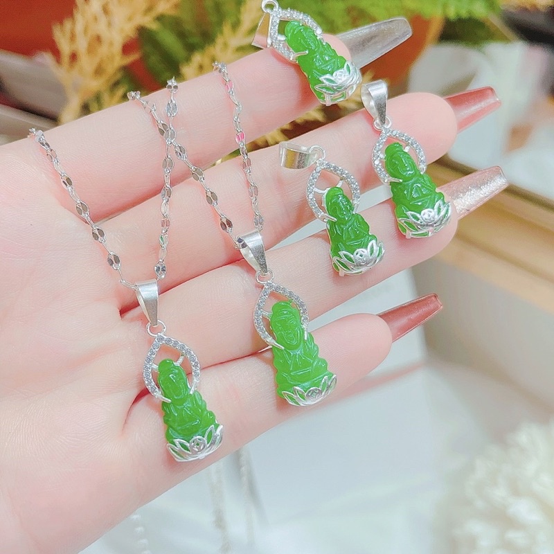 Dây chuyền mặt phật ngọc bạc ta siêu đẹp - dây chuyền nữ bạc ta - Vàng Bạc Khải Khải