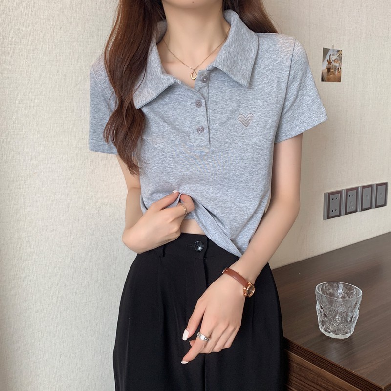 Áo polo nữ trơn Eva design , áo thun nữ , áo phông nữ Hàn Quốc trơn ngắn tay