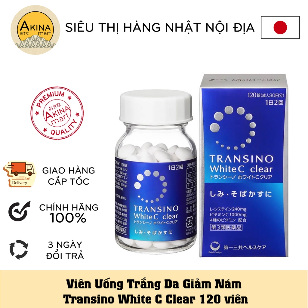 Viên Uống Trắng Da Giảm Nám Transino White C Clear 120 viên