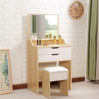 Bàn trang điểm mini 60cm gỗ MDF phủ melamin cao cấp tặng kèm ghế 2 ngăn kéo