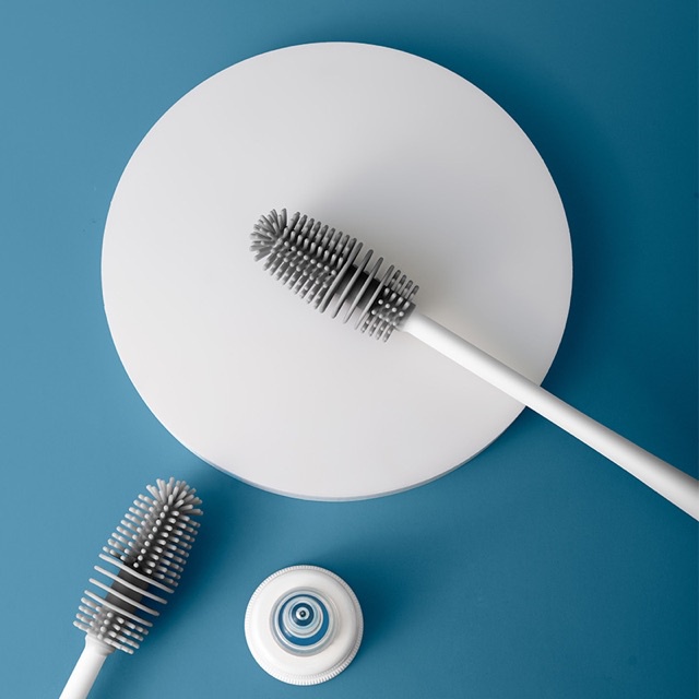 Cọ silicon vệ sinh ly cốc bình sữa cán dài (33cm)