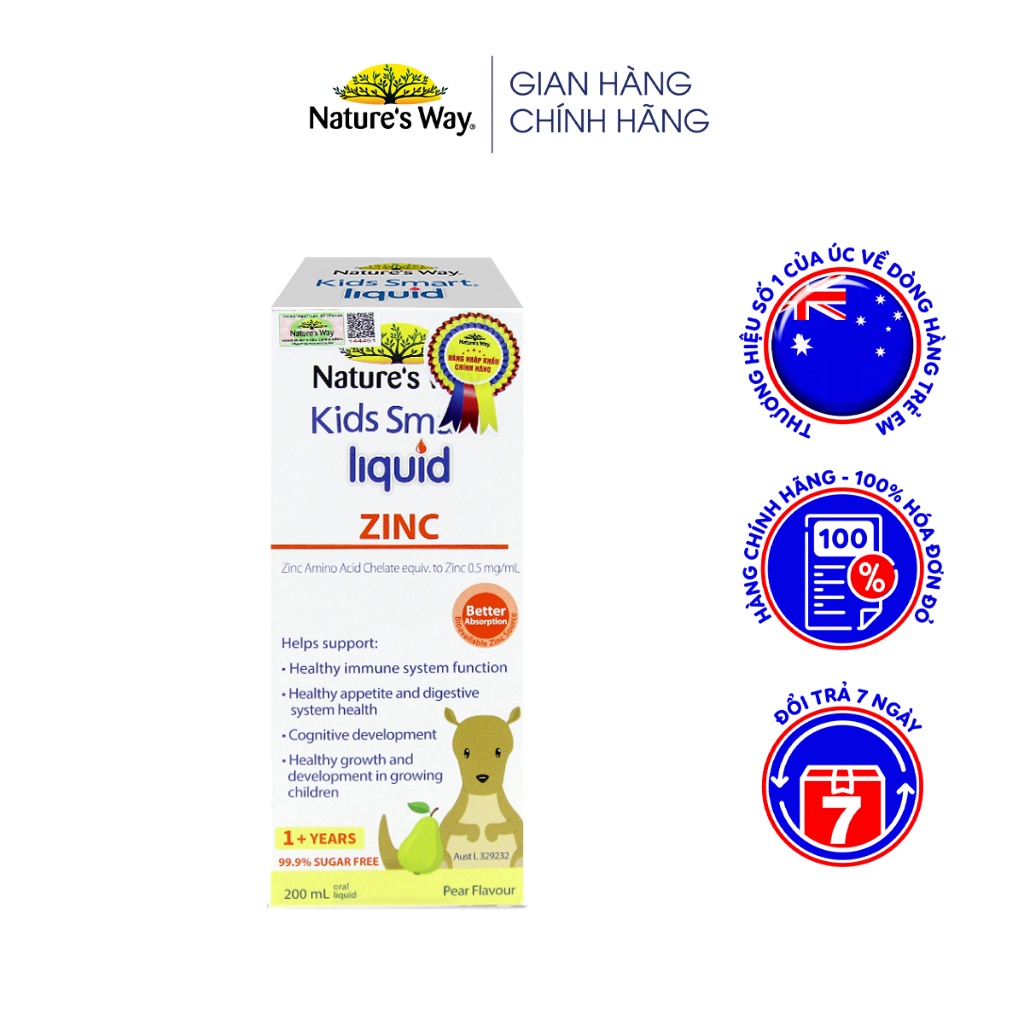 Siro Uống Nature's Way Kids Smart Liquid Zinc Bổ Sung Kẽm, Tăng Sức Đề Kháng Cho Bé 200ml
