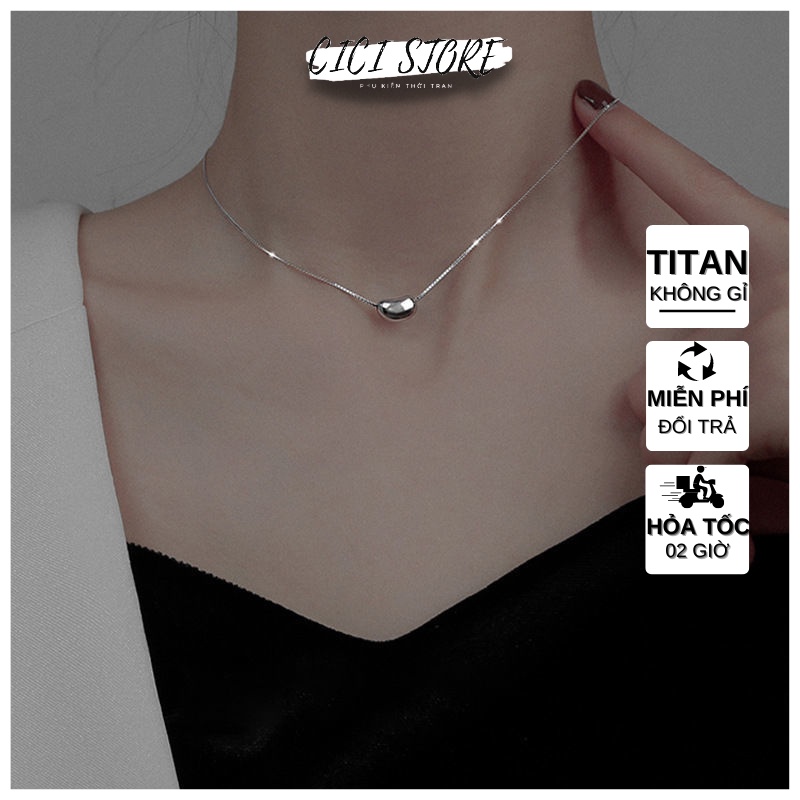 Vòng Cổ Nữ Cá Tính Bằng Titan Hình Hạt Đậu Phong Cách Hàn Quốc
