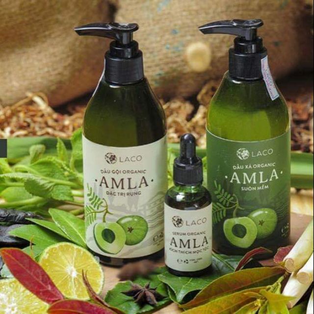 Bộ ba sản phẩm hữu cơ kích thích mọc tóc, ngăn ngừa rụng tóc Amla- Laco