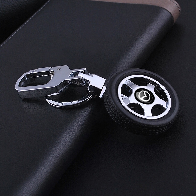 Móc chìa khóa ô tô Mazda móc khóa hợp kim lốp xe