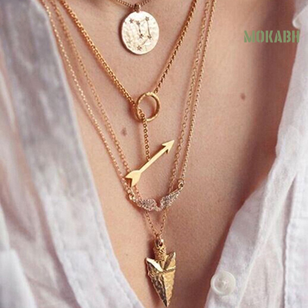 Vòng cổ Nhiều Lớp Mặt Hình Lá Và Trái Tim Thời Trang Cho Nữ
