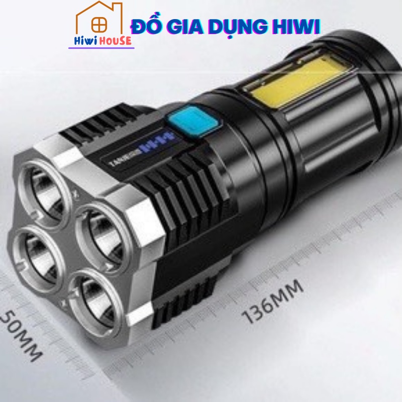 Đèn Pin 4 Bóng Siêu Sáng Cầm Tay Chắc Chắn 4 Chế Độ Sáng